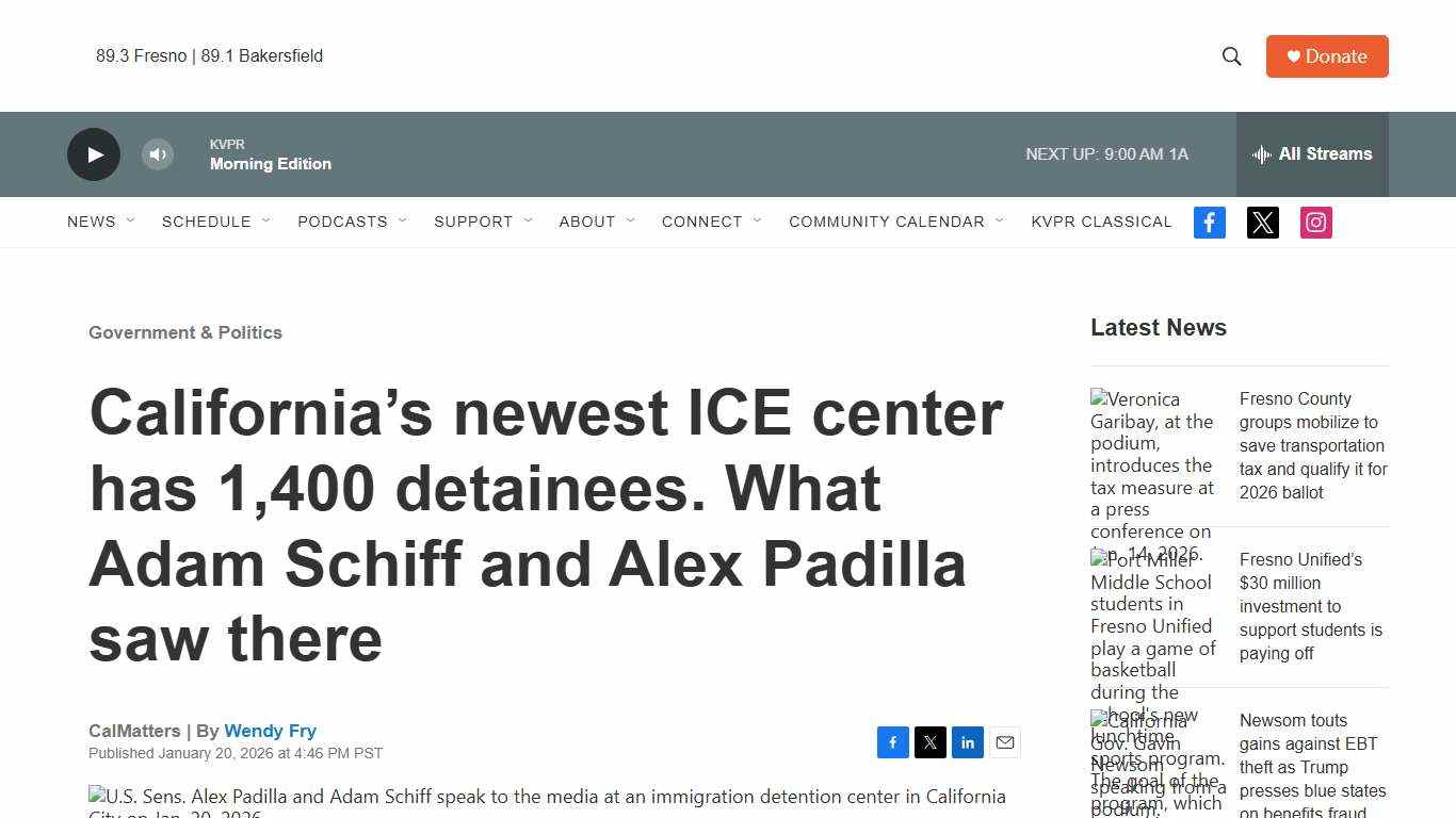 California’s newest ICE center has 1,400 detainees. What Adam Schiff and Alex Padilla saw there